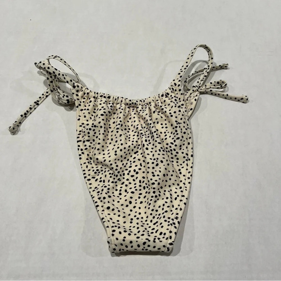 Xhilaration String Bikini Bottom Cream Black Dots Micro Animal Print Size Medium - Picture 2 of 7